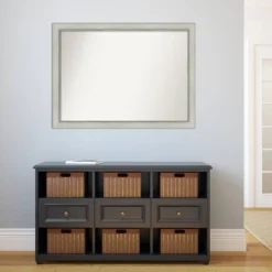 42" X 31" Non-Beveled Flair Patina Bathroom Wall Mirror Silver - Amanti Art -Bathroom Accessories Store GUEST ce2e9e7f 386a 44fa 8c00 2cbcd219ec7b