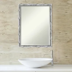 Amanti Art Scratched Wave Chrome Petite Bevel Bathroom Wall Mirror 26 X 20 In. -Bathroom Accessories Store GUEST ceb33cc5 a84f 4413 8b91 350ba93672f1