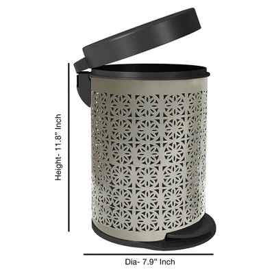 Laser Cut Pewter Step Garbage Trash Can & Toilet Brush Holder With Lid Pewter - Nu Steel 7 Laser Cut Pewter Step Garbage Trash Can & Toilet Brush Holder With Lid Pewter - Nu Steel - Image 5