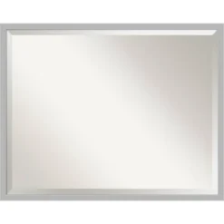 Hera Brushed Framed Bathroom Vanity Wall Mirror Chrome - Amanti Art -Bathroom Accessories Store GUEST cf777d8d a40e 4ef0 9801 7e9ae9303f8f