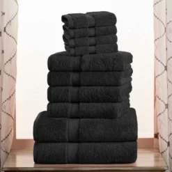 Premium Cotton 800 GSM Heavyweight Plush Luxury 10 Piece Bathroom Towel Set By Blue Nile Mills