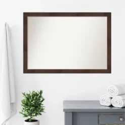 39" X 27" Non-Beveled Wildwood Brown Narrow Bathroom Wall Mirror - Amanti Art -Bathroom Accessories Store GUEST d0439470 1179 492a be7d 7c0cb8b00080