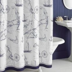 72"X72" Cape Island Shower Curtain Navy - City Scene