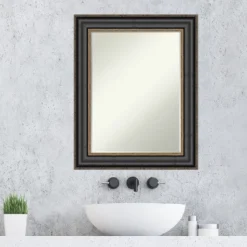 Amanti Art Thomas Black Bronze Petite Bevel Bathroom Wall Mirror 29.75 X 23.75 In. -Bathroom Accessories Store GUEST d16f07cf b6b5 456d a010 e4186474dc3a