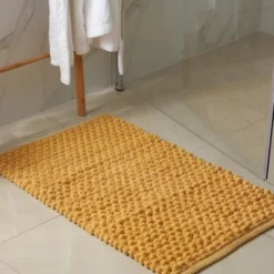 Unique Bargains Cobblestone Pattern Bathroom Rugs Polyester Bath Mat Machine Washable Brown 23.62"x15.75" -Bathroom Accessories Store GUEST d2a421fd 562c 4ceb b722 e2ecc9ad0287