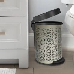 Laser Cut Pewter Step Garbage Trash Can & Toilet Brush Holder With Lid Pewter - Nu Steel 11 Laser Cut Pewter Step Garbage Trash Can & Toilet Brush Holder With Lid Pewter - Nu Steel -Bathroom Accessories Store GUEST d2cb00ab da92 40cb 8ece 34847c046d69
