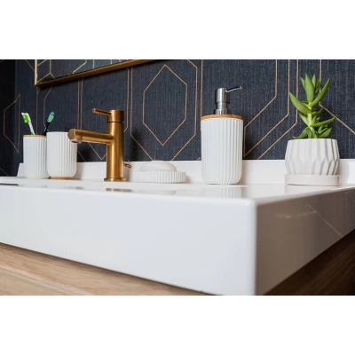 4pc Ribbed Bath Accessory Set White - Kralix 3 4pc Ribbed Bath Accessory Set White - Kralix