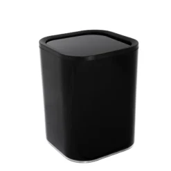 Acrylic Square With Rounded Edges Bathroom Waste Basket Black - Bath Bliss