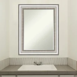 Amanti Art Salon Silver Petite Bevel Bathroom Wall Mirror 29.25 X 23.25 In. -Bathroom Accessories Store GUEST d4aab961 0c12 452f 97e6 5bc067cfeda8