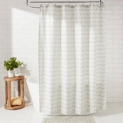 Block Print Scallop Shower Curtain Aqua Blue - Threshold™ 3 Block Print Scallop Shower Curtain Aqua Blue - Threshold™