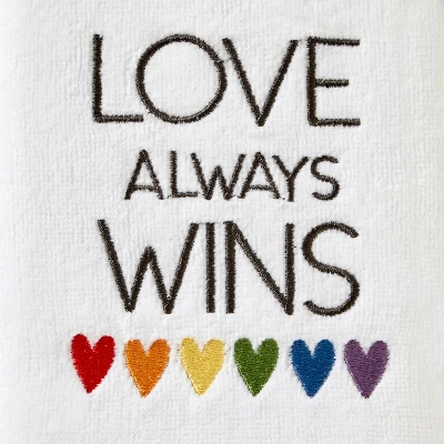 2pk Love Always Wins Hand Towel White - SKL Home 4 2pk Love Always Wins Hand Towel White - SKL Home - Image 2