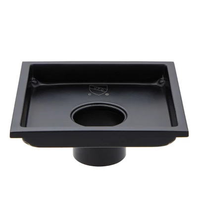 Built Industrial 5.8-Inch Stainless Steel Square Shower Drain Cover For Bathrooms, Showers, And Sinks, Floor Drain With 2 In Bottom Outlet Matte Black 4 Built Industrial 5.8-Inch Stainless Steel Square Shower Drain Cover For Bathrooms, Showers, And Sinks, Floor Drain With 2 In Bottom Outlet Matte Black - Image 2