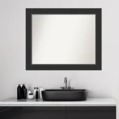 33" X 27" Non-Beveled Corvino Wood Bathroom Wall Mirror Black - Amanti Art -Bathroom Accessories Store GUEST d8812e13 474e 44e3 a014 68ff0e72c088