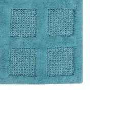 Square Honeycomb 100% Cotton Reversible Bath Rug Aqua By Knightsbridge