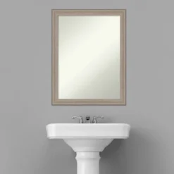 21" X 27" Non-Beveled Curve Wood Bathroom Wall Mirror Gray Wash - Amanti Art 15 21" X 27" Non-Beveled Curve Wood Bathroom Wall Mirror Gray Wash - Amanti Art -Bathroom Accessories Store GUEST dbb4912c 99b2 458d 9ba7 2a06627040ad