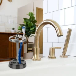 Triune Tone Metal Toothbrush Holder - Nu Steel -Bathroom Accessories Store GUEST dbdfc852 981f 41a7 9ce5 41a9c3a7ff57