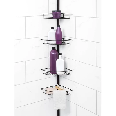 4 Deep Shelf Pole Caddy - Zenna Home 4 4 Deep Shelf Pole Caddy - Zenna Home - Image 2