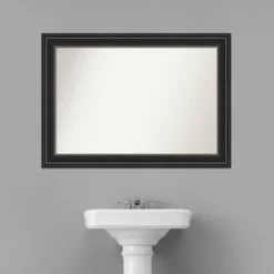42" X 30" Non-Beveled Ridge Black Bathroom Wall Mirror - Amanti Art -Bathroom Accessories Store GUEST e00dadcb dff7 4d8b b431 97d3c0cf132f