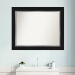 34" X 28" Non-Beveled Eva Bathroom Wall Mirror Black - Amanti Art -Bathroom Accessories Store GUEST e1cd0c7d 3ab7 4033 8a54 d2b3a2497fe2