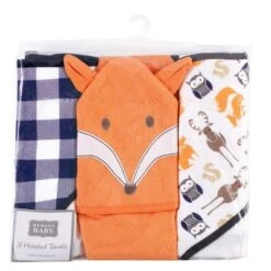 Hudson Baby Infant Boy Cotton Rich Hooded Towels, Fox, One Size
