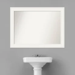 44" X 33" Non-Beveled Ridge White Bathroom Wall Mirror - Amanti Art -Bathroom Accessories Store GUEST eadab67e 16db 4fd5 a0f6 46a8014e0bbf