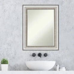Amanti Art Salon Silver Petite Bevel Bathroom Wall Mirror 29.25 X 23.25 In. -Bathroom Accessories Store GUEST eae130dd a26b 4b6a 8883 18bbbd2c92dc