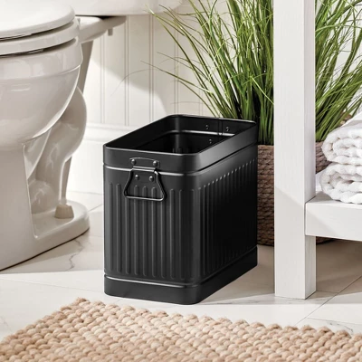 MDesign Metal Compact Toilet Bowl Brush And Wastebasket Combo, Set Of 2, Black 4 MDesign Metal Compact Toilet Bowl Brush And Wastebasket Combo, Set Of 2, Black - Image 2