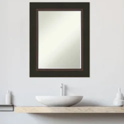 Amanti Art Milano Bronze Petite Bevel Wood Bathroom Wall Mirror 30.5 X 24.5 In. -Bathroom Accessories Store GUEST ef2389ad 0d1c 4196 898e af2d8be2ae68