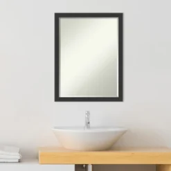 Amanti Art Mezzanotte Black Petite Bevel Wood Bathroom Wall Mirror 26 X 20 In. -Bathroom Accessories Store GUEST f0146d71 ad76 455c a26e e37dd0787cd4