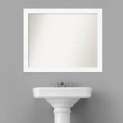 31" X 25" Non-Beveled Cabinet Narrow Bathroom Wall Mirror White - Amanti Art -Bathroom Accessories Store GUEST f0356eb7 8ede 49ef 8283 2c1948a528c5