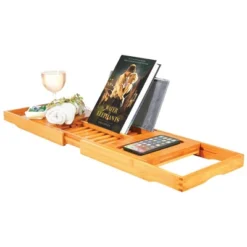 Bambusi Bamboo Bathtub Tray With Extending Sides, Reading Rack, Tablet Holder, Cellphone Tray & Integrated Wine Glass Holder. 11 Bambusi Bamboo Bathtub Tray With Extending Sides, Reading Rack, Tablet Holder, Cellphone Tray & Integrated Wine Glass Holder. -Bathroom Accessories Store GUEST f106624f 4607 4321 a54b 912bab28d34c