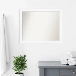 31" X 25" Non-Beveled Cabinet Narrow Bathroom Wall Mirror White - Amanti Art -Bathroom Accessories Store GUEST f1a82492 eb01 4d45 99fd 6d9c9855948a