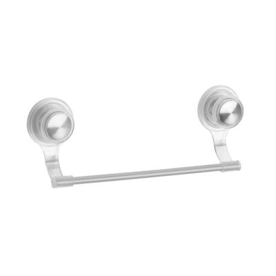 MDesign Wall Mount Suction Towel Bar Holder For Bathroom, 2 Pack - Clear/Brushed 6 MDesign Wall Mount Suction Towel Bar Holder For Bathroom, 2 Pack - Clear/Brushed - Image 4