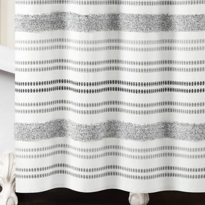 72"x72" Modern Tufted Striped Woven Yarn Dyed Eco Friendly Recycled Cotton Shower Curtain Gray - Lush Décor 5 72"x72" Modern Tufted Striped Woven Yarn Dyed Eco Friendly Recycled Cotton Shower Curtain Gray - Lush Décor - Image 3
