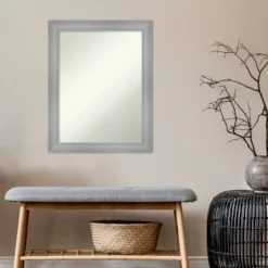 22" X 28" Non-Beveled Flair Bathroom Wall Mirror Polished Nickel - Amanti Art -Bathroom Accessories Store GUEST f497c3c8 1c94 48c7 b385 8ccbcb00c225