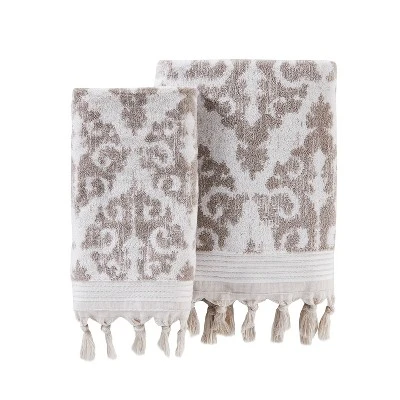 2pc Mirage Fringe Hand Towel Set Taupe - Saturday Knight Ltd. 4 2pc Mirage Fringe Hand Towel Set Taupe - Saturday Knight Ltd. - Image 2
