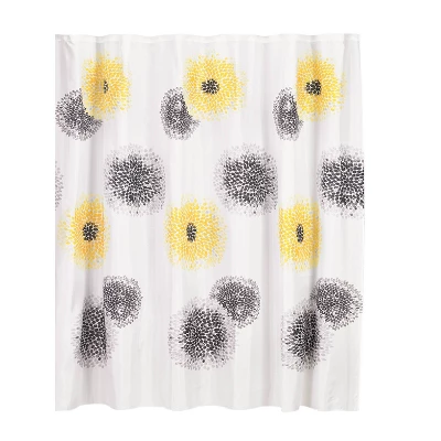 Blossom Shower Curtain Yellow/Gray - Moda At Home 4 Blossom Shower Curtain Yellow/Gray - Moda At Home - Image 2