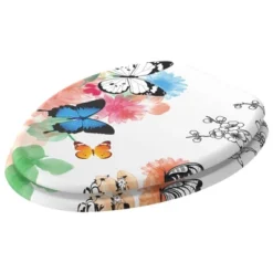 Sanilo 128 Elongated Molded Wood Adjustable Toilet Seat With No Slam, Soft-Close Lid, Stainless Steel Hinge, And Unique Design, Vintage Wood