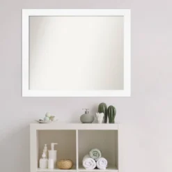 31" X 25" Non-Beveled Cabinet Narrow Bathroom Wall Mirror White - Amanti Art -Bathroom Accessories Store GUEST f6c14570 8113 43fe b55e a334ea603dc1