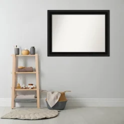 44" X 33" Non-Beveled Parlor Bathroom Wall Mirror Black - Amanti Art -Bathroom Accessories Store GUEST f6cabae9 ad83 4630 984f a62408f6a8b3