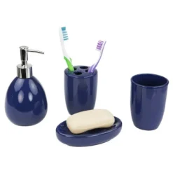 Home Basics 4 Piece Bath Accessory Set -Bathroom Accessories Store GUEST f98088c4 4c46 44a2 9cd8 8e3b6dab7cc6