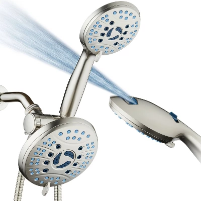 High Pressure 50 Mode Rain And Handheld Three Way Shower Head Combo Nickel - Aquabar 3 High Pressure 50 Mode Rain And Handheld Three Way Shower Head Combo Nickel - Aquabar