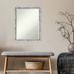 Amanti Art Scratched Wave Chrome Petite Bevel Bathroom Wall Mirror 26 X 20 In. -Bathroom Accessories Store GUEST fac8b03f 9b71 43d4 a5bb b5c88580e64e