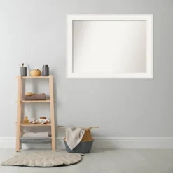 44" X 33" Non-Beveled Ridge White Bathroom Wall Mirror - Amanti Art -Bathroom Accessories Store GUEST fad59919 5344 4ab3 ae80 e28461949152