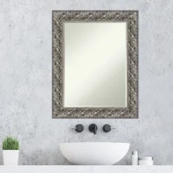 Amanti Art Silver Luxor Petite Bevel Wood Bathroom Wall Mirror 29.5 X 23.5 In. -Bathroom Accessories Store GUEST fb215a52 2389 440a b64d 7fba8414fcfe