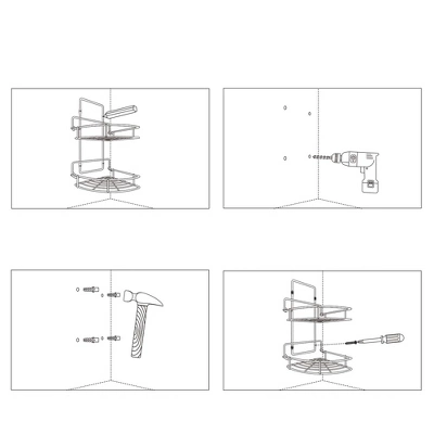 Vdomus 9" X 9" Wall Mounted Corner Shelf Organizer Shower Caddy - Polished Chrome - 2 Tier 5 Vdomus 9" X 9" Wall Mounted Corner Shelf Organizer Shower Caddy - Polished Chrome - 2 Tier - Image 3