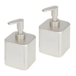 MDesign Compact Square Metal Refillable Soap Dispenser Pump, 2 Pack -Bathroom Accessories Store GUEST fe869310 8abd 460e b707 ce0b1b222ab5