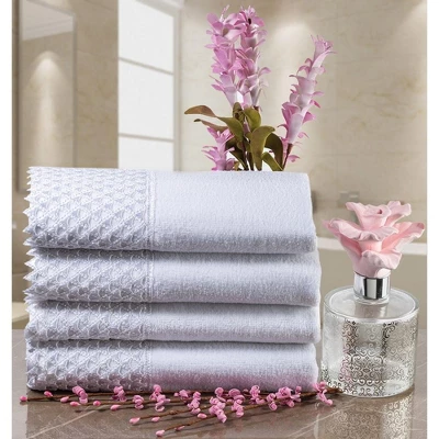 Creative Scents White Embellished Towel Set With Gift Box 4 Creative Scents White Embellished Towel Set With Gift Box - Image 2